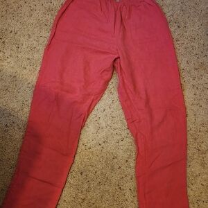 Flax %100 Linen Pink Coral Pants Size Small
